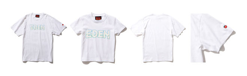 （左から1番目）
EDEN × BEAMS LOGO T
Color：WHITE
Price：¥5,280（inc.tax）
Size：S/M/L/XL/XXL

（左から2番目）
EDEN × BEAMS LOGO T KIDS
Color：WHITE
Price：¥3,300（inc.tax）
Size：100、120、140