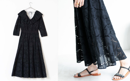 〈C.VOILE HEMLA FRILL DRESS(BLACK) ¥35,200〉