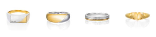 左から From left SV(YGc/Rhc) Ring/Diamond ￥13,200 SV(YGc/Rhc) Ring/Diamond ￥13,200 SV(YGc/Rhc) Ring/Diamond ￥13,200 SV(YGc) Ring/Diamond ￥11,000