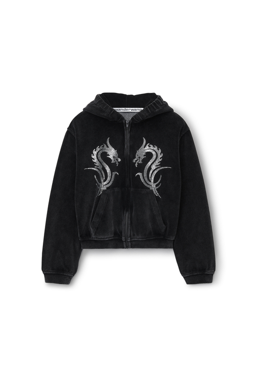 SHRUNKEN ZIP UP HOODIE W/ CRYSTAL DRAGON HOTFIX  ¥107,800　※入荷次第発売